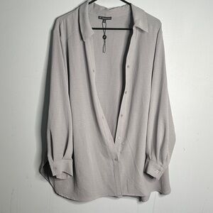 Adrianna Papell Light Gray Button Down Shirt